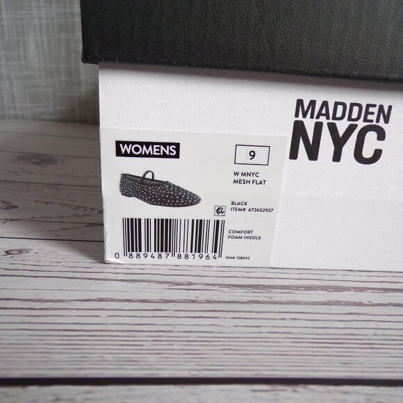 Madden NYC Women’s Black Mesh Ballet Flats with Rhinestones - Picture 6 of 6